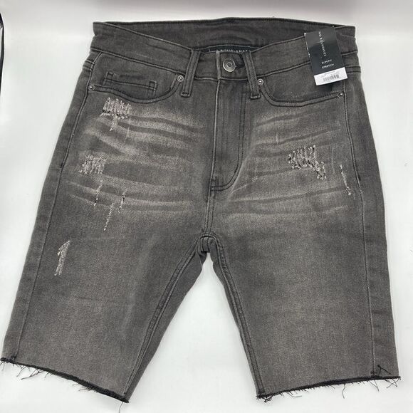 Slim Fit Denim Stretch Shorts Lightly Destructed With Raw Hem 2-Pack Size 28 - Picture 4 of 13